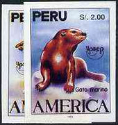 Peru 1993 'America' Fauna the unissued imperf set of 2 (c 6,000 ptas = £25)