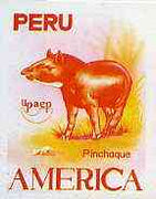 Peru 1993 'America' Fauna $1.50 value Pinchaque) imperf proof in red and yellow only