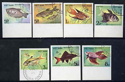 Vietnam 1984 Fishes imperf set of 7 cto used (very scarce with only a limited number issued thus) as SG 700-06*