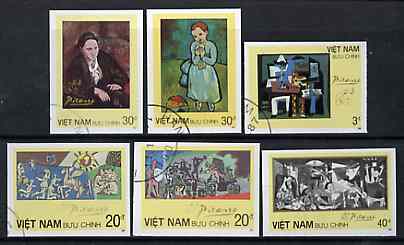 Vietnam 1987 Paintings by Picasso imperf set of 6 cto used (very scarce with only a limited number issued thus) as SG 1124-29*