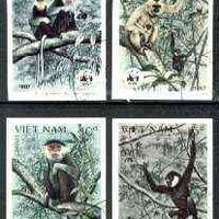 Vietnam 1987 WWF Monkeys imperf set of 4 cto used (imperf mint set cat $120 by Scott, unpriced used) as SG 1120-23*