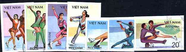 Vietnam 1988 Ice Skating imperf set of 7 cto used (very scarce with only a limited number issued thus) as SG 1233-39*