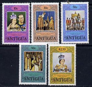 Barbuda 1978 Coronation 25th Anniversary perf 12 set of 5 from sheetlets (SG 415-19) unmounted mint