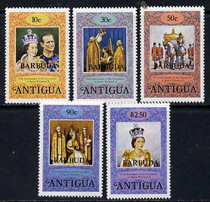 Barbuda 1978 Coronation 25th Anniversary perf 14 set of 5 from sheets (SG 415-19) unmounted mint