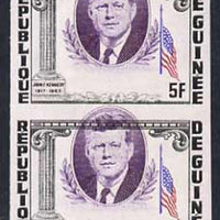 Guinea - Conakry 1964 Kennedy Memorial 5f imperf proof pair with portrait misplaced 5mm unmounted mint, as SG 426
