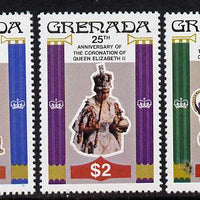 Grenada 1978 Coronation 25th Anniversary perf 14 set of 3 from sheets unmounted mint, SG 946-8