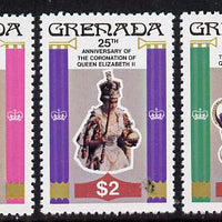 Grenada 1978 Coronation 25th Anniversary perf 12 set of 3 from sheetlets unmounted mint, SG 946-8
