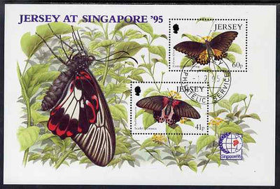 Jersey 1995 Butterflies perf m/sheet with Singapore 95 International Stamp Exhibition logo fine cto used, SG MS722