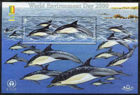 Jersey 2000 World Environment Day - Marine Mammals perf m/sheet (with World Expo 2000 USA logo) unmounted mint, SG MS953