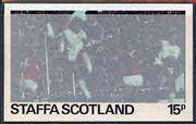 Staffa - Football Original composite artwork for 15p value comprising coloured photograph mounted on board 6€" x 4", inscription & value on tracing paper overlay