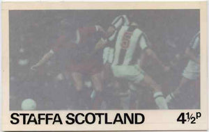 Staffa - Football Original composite artwork for 4.5p value comprising coloured photograph mounted on board 6€" x 4", inscription & value on tracing paper overlay