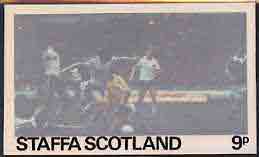 Staffa - Football Original composite artwork for 9p value comprising coloured photograph mounted on board 6€" x 4", inscription & value on tracing paper overlay