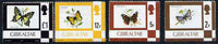 Gibraltar 1977 Butterflies, the 4 values from def set (2p, 5p, 12p & £1) unmounted mint SG 376, 380, 384 & 388*