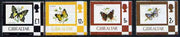 Gibraltar 1977 Butterflies, the 4 values from def set (2p, 5p, 12p & £1) unmounted mint SG 376, 380, 384 & 388*