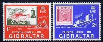 Gibraltar 1970 'Philympia 1970' Stamp Exhibition set of 2 unmounted mint, SG 252-53*