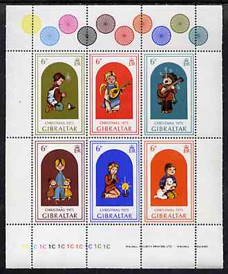 Gibraltar 1975 Christmas sheetlet containing set of 6 unmounted mint, SG 349a