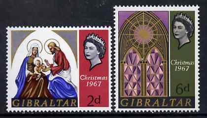 Gibraltar 1967 Christmas set of 2, SG 217-18 unmounted mint*
