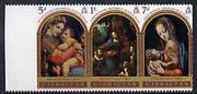 Gibraltar 1969 Christmas strip of 3 unmounted mint, SG 244a