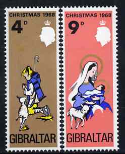 Gibraltar 1968 Christmas set of 2 unmounted mint, SG 231-22*