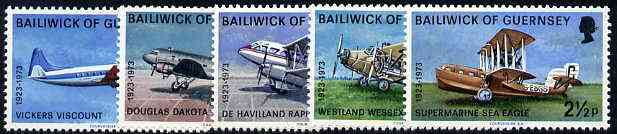 Guernsey 1973 50th Anniversary of Air Service set of 5, SG 84-88 unmounted mint*