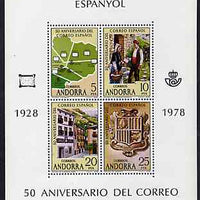 Andorra - Spanish 1978 50th Anniversary of Spanish Post Office m/sheet unmounted mint, SG MS 107