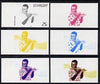 St Vincent 1985 Musical Instruments 25c (Bamboo Flute) set of 6 imperf progressive proofs comprising the 4 individual colours plus 2 & 3 colour composites (as SG 905)