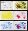 St Vincent - Grenadines 1985 Fruits & Blossoms 30c (Passion Fruit) set of 6 imperf progressive proofs comprising the 4 individual colours plus 2 & 3 colour composites (as SG 398) unmounted mint