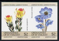 St Vincent - Grenadines 1985 Flowers (Leaders of the World) $2 unmounted mint imperf se-tenant pair (SG 376a var)