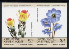St Vincent - Grenadines 1985 Flowers (Leaders of the World) $2 unmounted mint imperf se-tenant pair (SG 376a var)