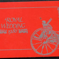 Booklet - Tuvalu 1986 Royal Wedding (Andrew & Fergie) $6.40 booklet (SG SB6) State Coach in silver, panes imperf