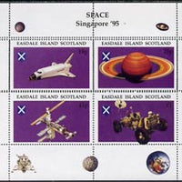 Easdale 1995 'Singapore 95' Stamp Exhibition (Space Exploration) sheetlet containing perf set of 4 with perforations misplaced and partly doubled unmounted mint