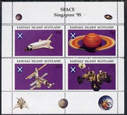 Easdale 1995 'Singapore 95' Stamp Exhibition (Space Exploration) sheetlet containing perf set of 4 with perforations misplaced and partly doubled unmounted mint