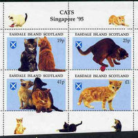 Easdale 1995 'Singapore 95' Stamp Exhibition (Cats) sheetlet containing perf set of 4 with perforations misplaced unmounted mint