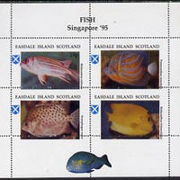 Easdale 1995 'Singapore 95' Stamp Exhibition (Fish) sheetlet containing perf set of 4 with perforations misplaced unmounted mint