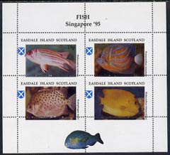 Easdale 1995 'Singapore 95' Stamp Exhibition (Fish) sheetlet containing perf set of 4 with perforations misplaced unmounted mint