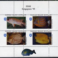 Easdale 1995 'Singapore 95' Stamp Exhibition (Fish) sheetlet containing perf set of 4 with perforations dramatically misplaced unmounted mint