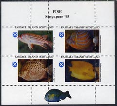 Easdale 1995 'Singapore 95' Stamp Exhibition (Fish) sheetlet containing perf set of 4 with perforations dramatically misplaced unmounted mint