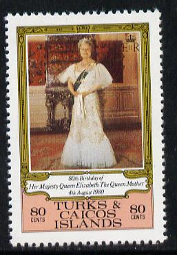 Turks & Caicos Islands 1980 Queen Mother's 80th B'day 80c value unmounted mint (SG 607)