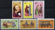 Togo 1979 Rowland Hill imperf set of 6,(postmen on Centrecycles, Railway coach & Mail coach) from limited printing unmounted mint SG 1367-72var*