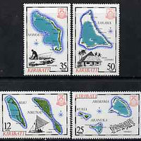 Kiribati 1983 Island Maps #2 set of 4, SG 201-04, (gutter pairs available - price x 2) unmounted mint