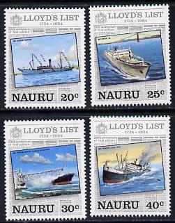 Nauru 1984 Lloyds List unmounted mint set of 4, SG 295-8