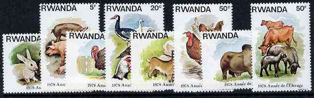 Rwanda 1978 Stock Rearing Year - Farm Animals set of 8 unmounted mint, SG 903-10*