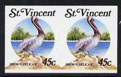 St Vincent 1988 Brown Pelican 45c imperf horiz pair unmounted mint, SG 1132var