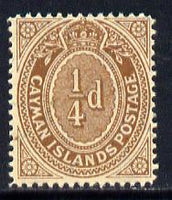 Cayman Islands 1908-9 1/4d brown appears to be unmounted mint, SG 38