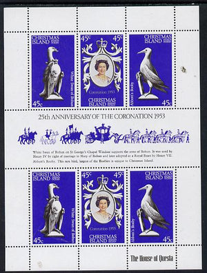 Christmas Island 1978 Coronation 25th Anniversary sheetlet (QEII, Swan & Booby) SG 96a unmounted mint