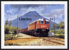 Liberia 1994 Locomotives $1 m/sheet (Bong Mining Co Diesel Loco hauling Iron Ore) unmounted mint