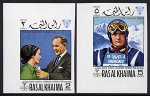 Ras Al Khaima 1968 Grenoble Winter Olympics imperf set of 2 unmounted mint,, Mi 345B-346B