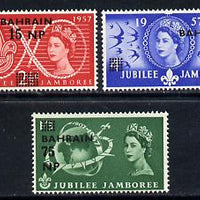 Bahrain 1957 Great Britain World Scout Jamboree opt set of 3 unmounted mint, SG 113-5*