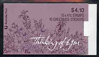 Australia 1990 'Thinking of You' $4.10 booklet complete containing pane SG 1230a (P14 x P13.5) SG SB69