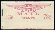 United States 1949 73c Air Mail booklet containing 2 panes of 6 x 6c stapled at left with both panes and covers miscut (through centre of stamp) fine exhibition item